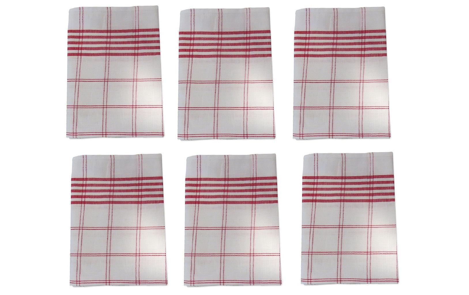 Haushaltsware Geschirrtuch – 45 × 85 cm, Rot, Leinen, 6er-Set