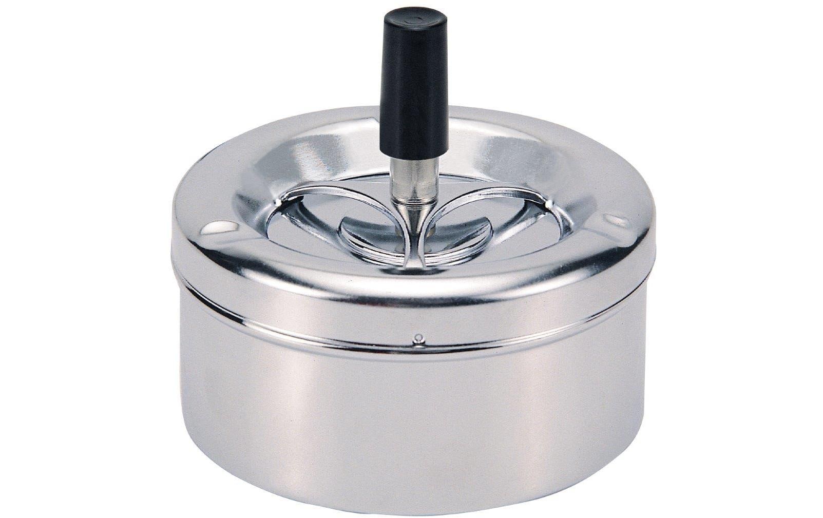 Dameco Schleuder-Aschenbecher – Ø 11 × 10 cm – Metall, silber