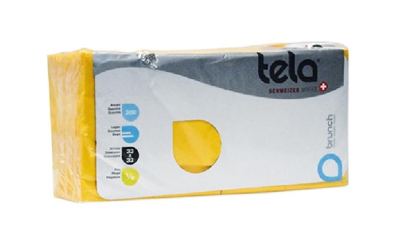 Haushaltsware Tela Servietten Gelb – 33 × 33 cm, 3-lagig – 300 Stück