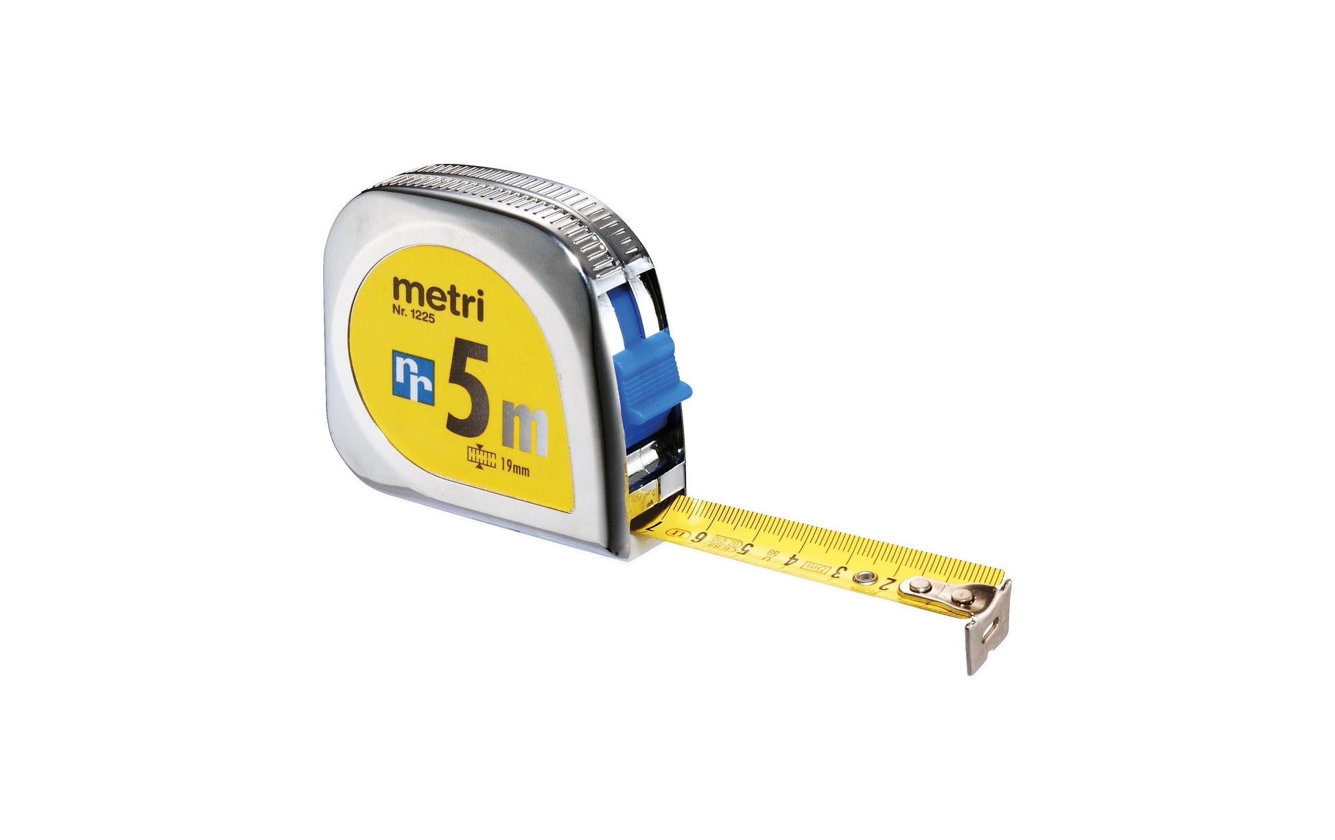 Rieffel Rollmeter, 19 × 5 000 mm, Kunststoff, Silber