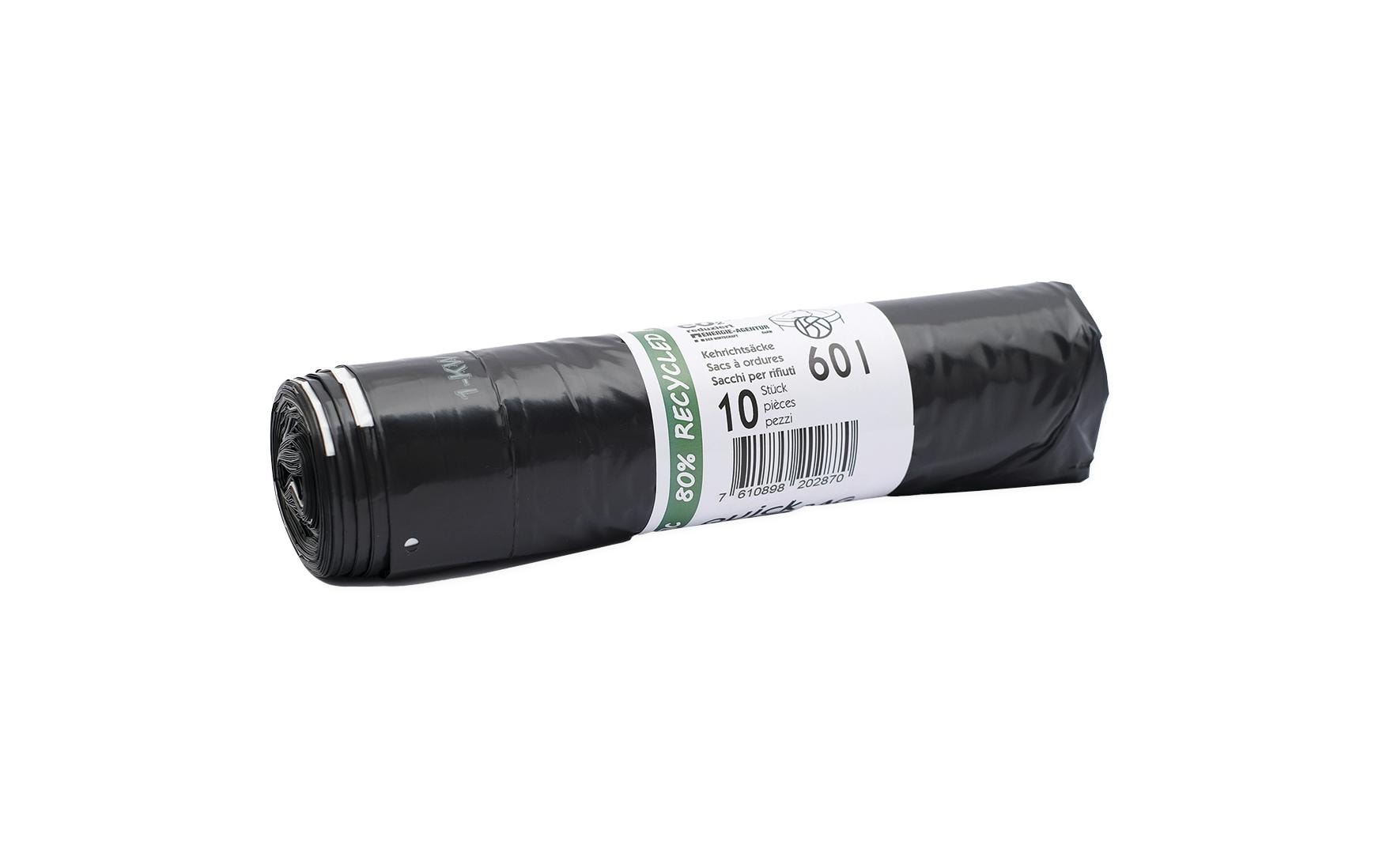 Haushaltsware Flexiplast Kehrichtsack – 60 l, mit Zugband, PE, schwarz, 10 Stk