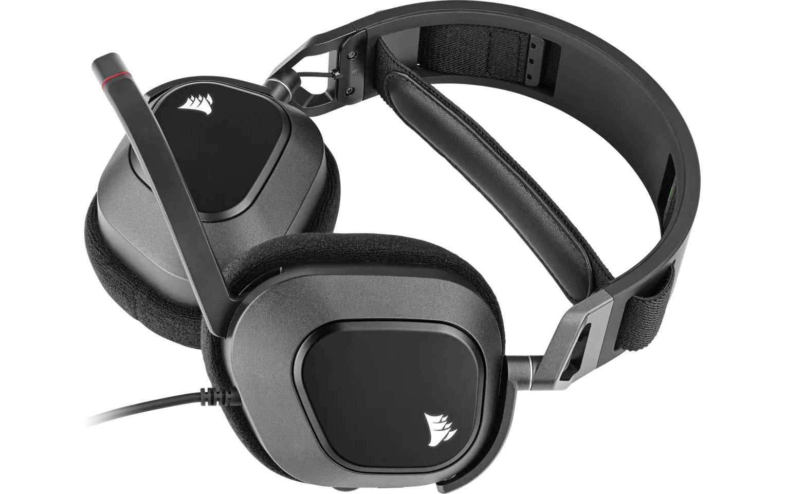 Corsair HS80 RGB – Gaming-Headset (Over-Ear) – USB-A, 7.1 Surround, wegklappbares Mikrofon – Schwarz – für PC