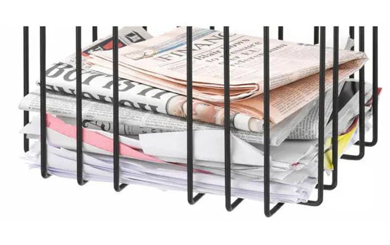 Merlo|t TMP Zeitungsständer bis A4 – Metall, schwarz – 370×370×270 mm