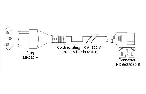 Cisco Netzkabel, Typ J auf IEC C15, 2,5 m