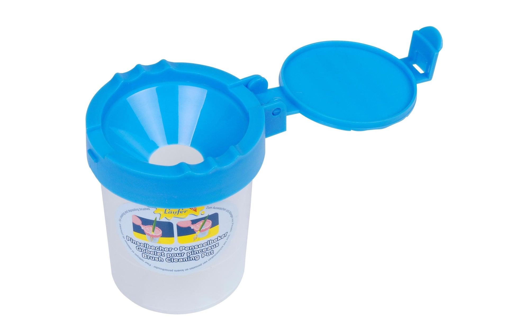 Laufer Pinselbecher – Kunststoff, 5 Farben (sortiert), 10er-Set, mit Deckel