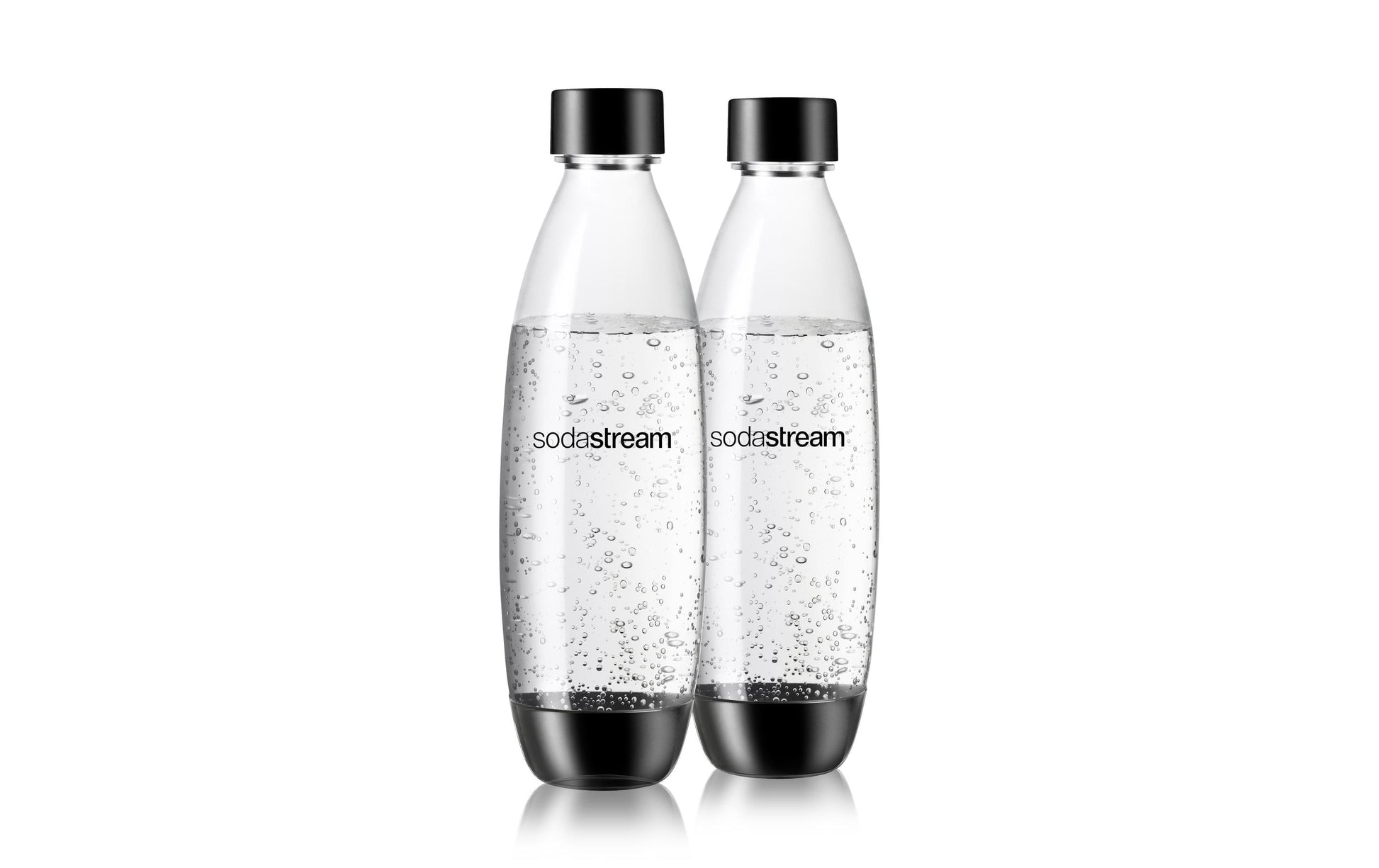 SodaStream Karbonisiererflasche Fuse – 1 l, spülmaschinenfest, 2 Stk., Kunststoff, Schwarz/Transparent