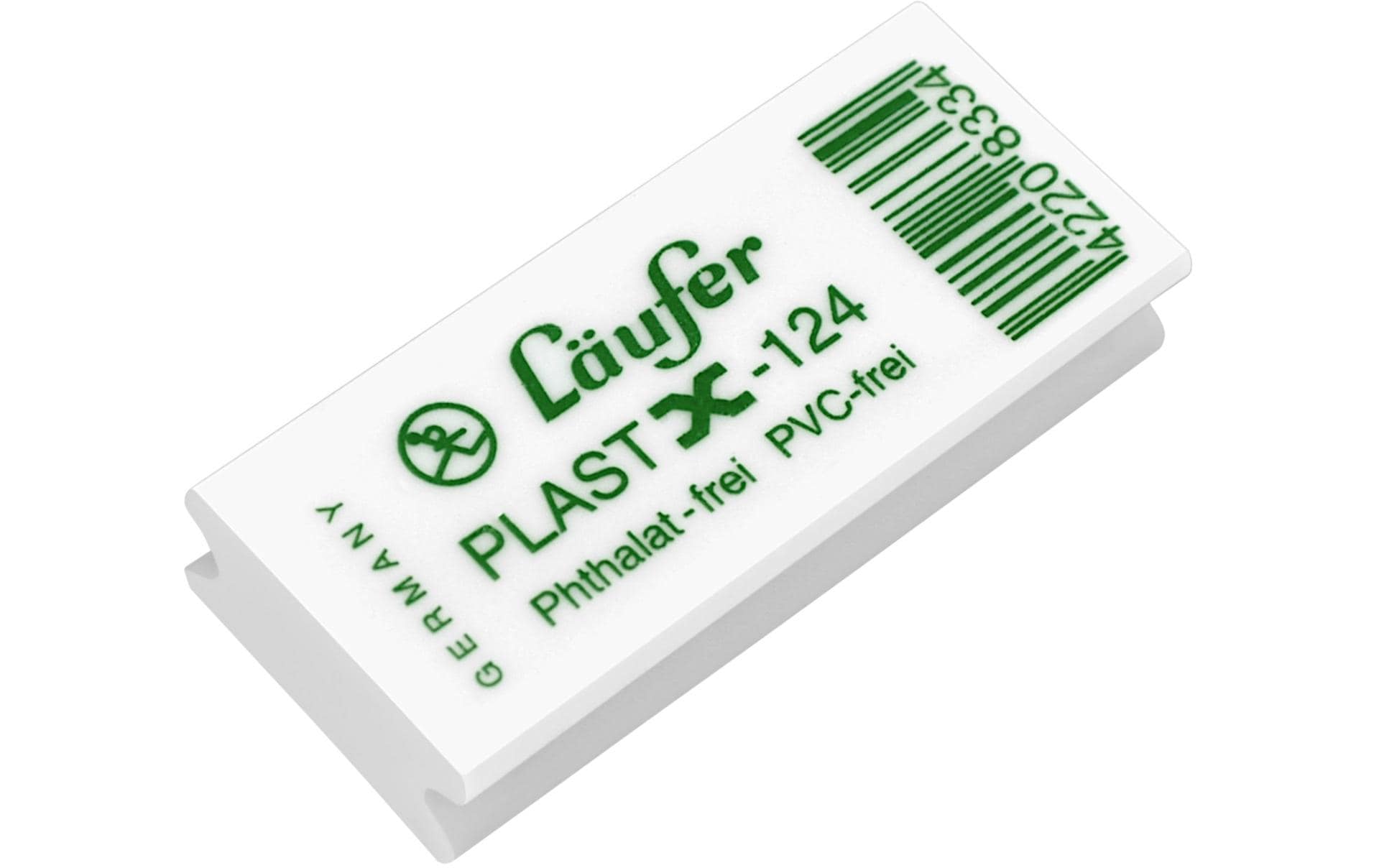 Laufer Radierer – für Bleistifte und Farbstifte – 46 × 9 × 20 mm – Kautschuk – weiss
