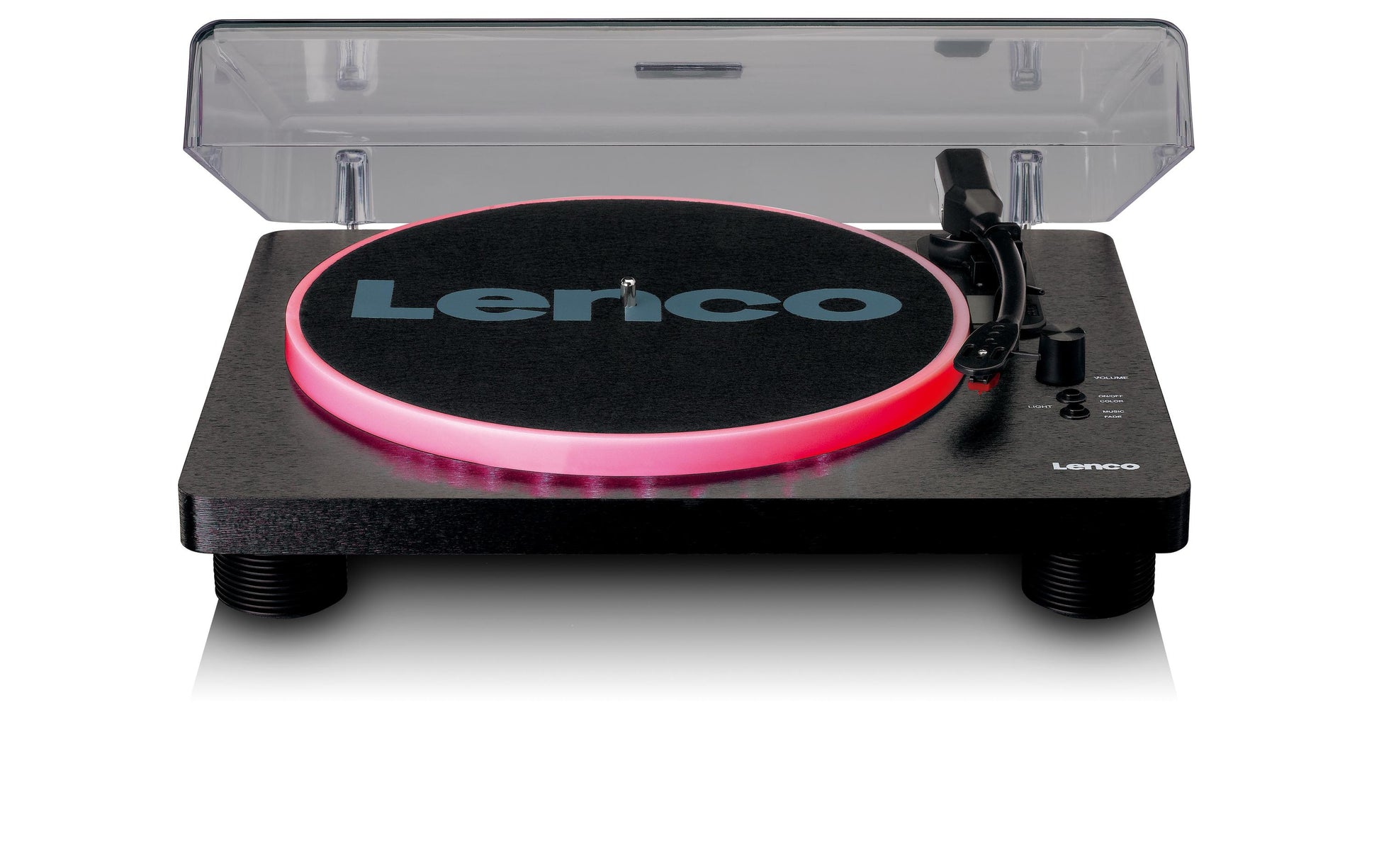 Lenco LS-50LEDBK – Plattenspieler – Stationär – Riemenantrieb, Phono-Vorverstärker, USB, mit Lautsprecher – Schwarz