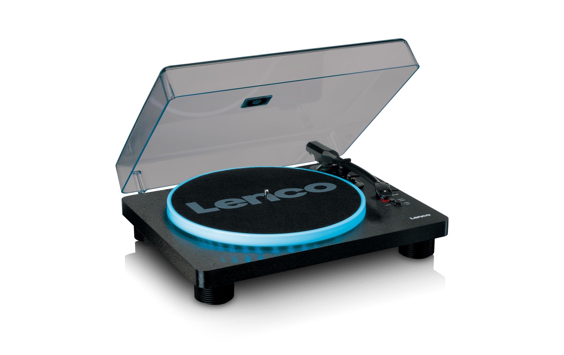 Lenco LS-50LEDBK – Plattenspieler – Stationär – Riemenantrieb, Phono-Vorverstärker, USB, mit Lautsprecher – Schwarz