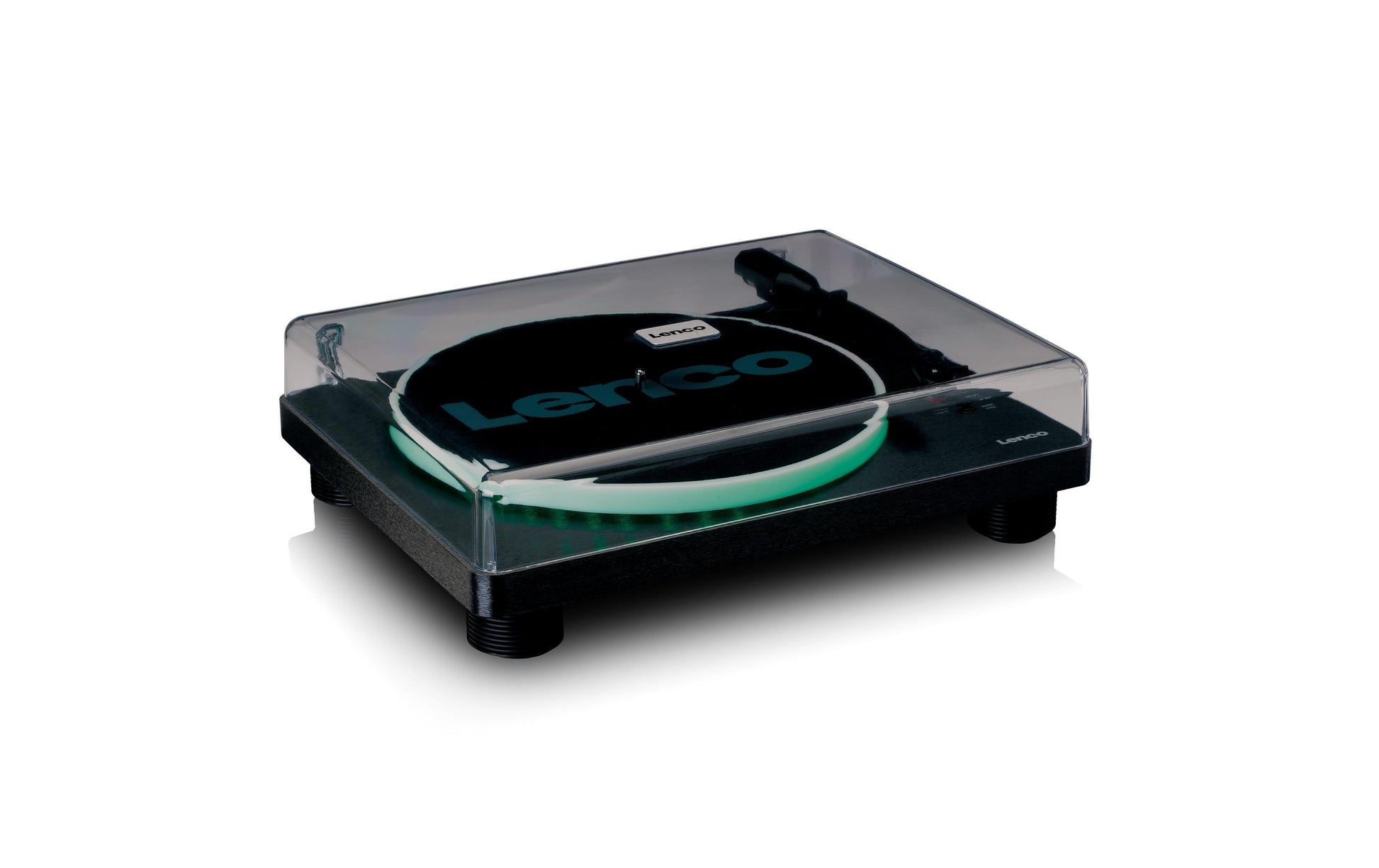 Lenco LS-50LEDBK – Plattenspieler – Stationär – Riemenantrieb, Phono-Vorverstärker, USB, mit Lautsprecher – Schwarz