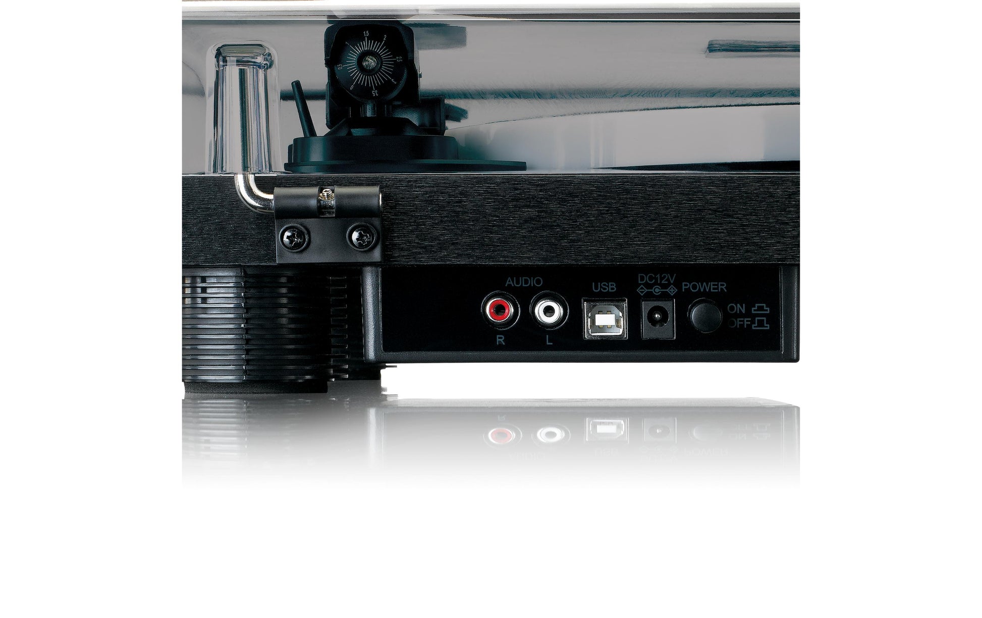 Lenco LS-50LEDBK – Plattenspieler – Stationär – Riemenantrieb, Phono-Vorverstärker, USB, mit Lautsprecher – Schwarz