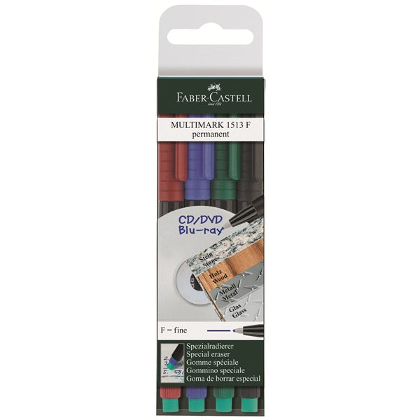 Faber-Castell Multimarker für Permanent-Marker – sortiert, 4er Pack