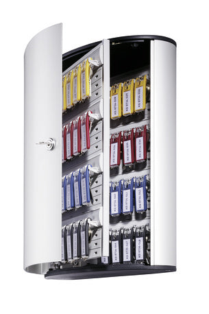 Durable KEY BOX 48 – Schlüsselkasten für 48 Schlüssel, Zylinderschloss, Aluminium, Silber, 302 × 118 × 400 mm