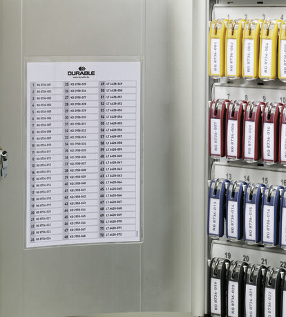 Durable KEY BOX 48 – Schlüsselkasten für 48 Schlüssel, Zylinderschloss, Aluminium, Silber, 302 × 118 × 400 mm