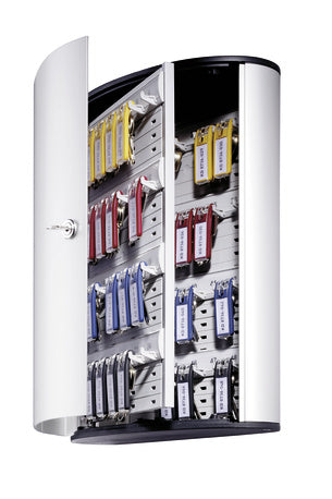 Durable KEY BOX 48 – Schlüsselkasten für 48 Schlüssel, Zylinderschloss, Aluminium, Silber, 302 × 118 × 400 mm