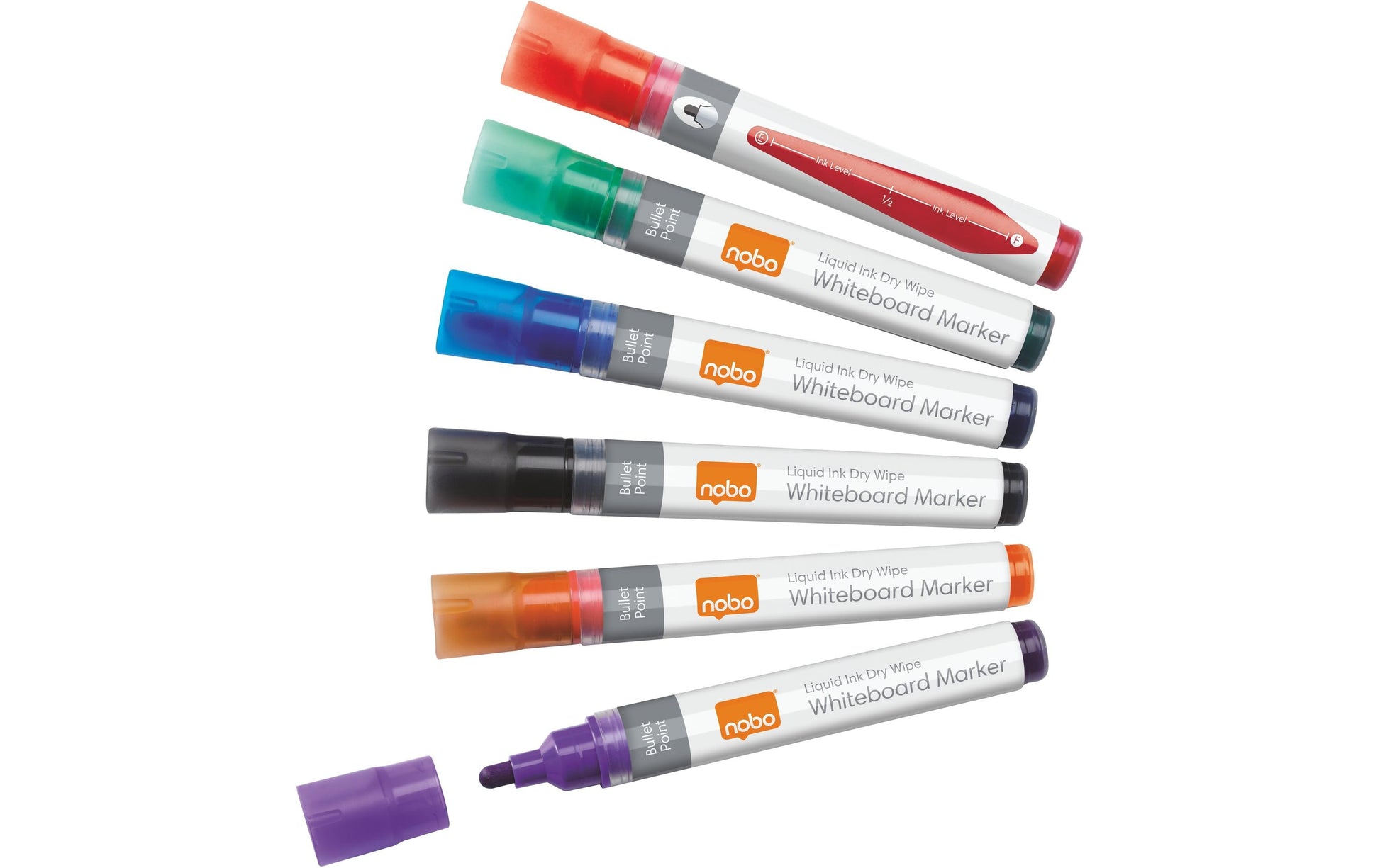 Nobo Board-Marker – Rundspitze 3 mm – Sortiert – 6er-Set – Trocken abwischbar
