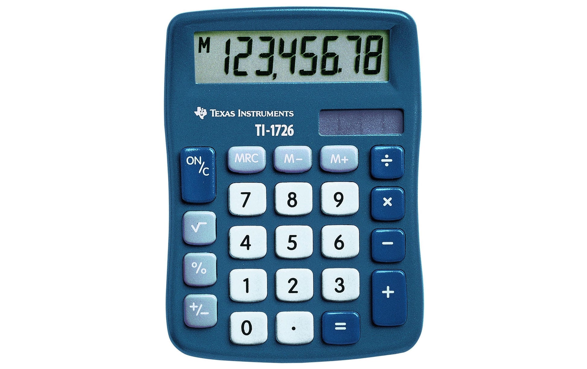Texas Instruments Taschenrechner TI-1726 – 8-stellig – Solar/Batterie – Blau