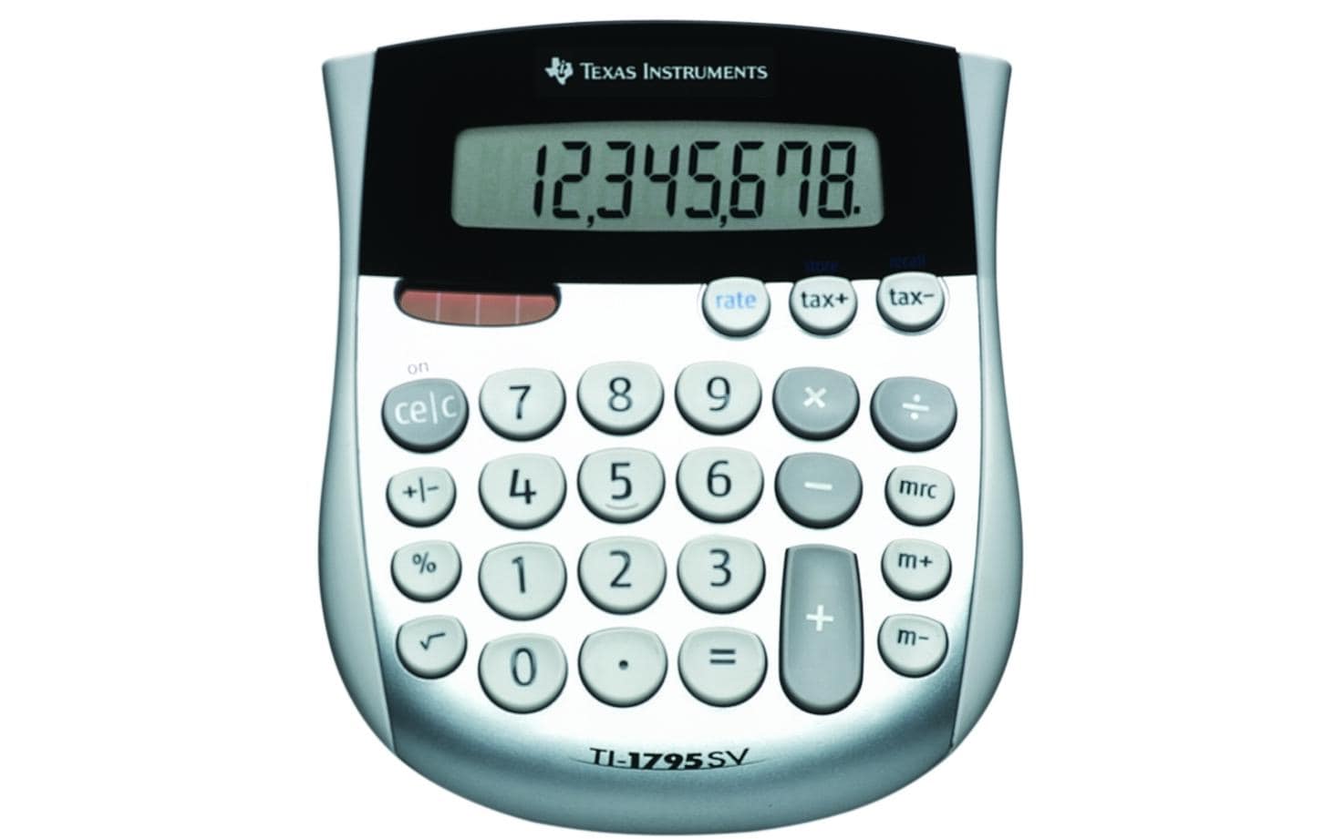 Texas Instruments Tischrechner TI-1795 – 8-stellig – Solar/Batterie – Silber