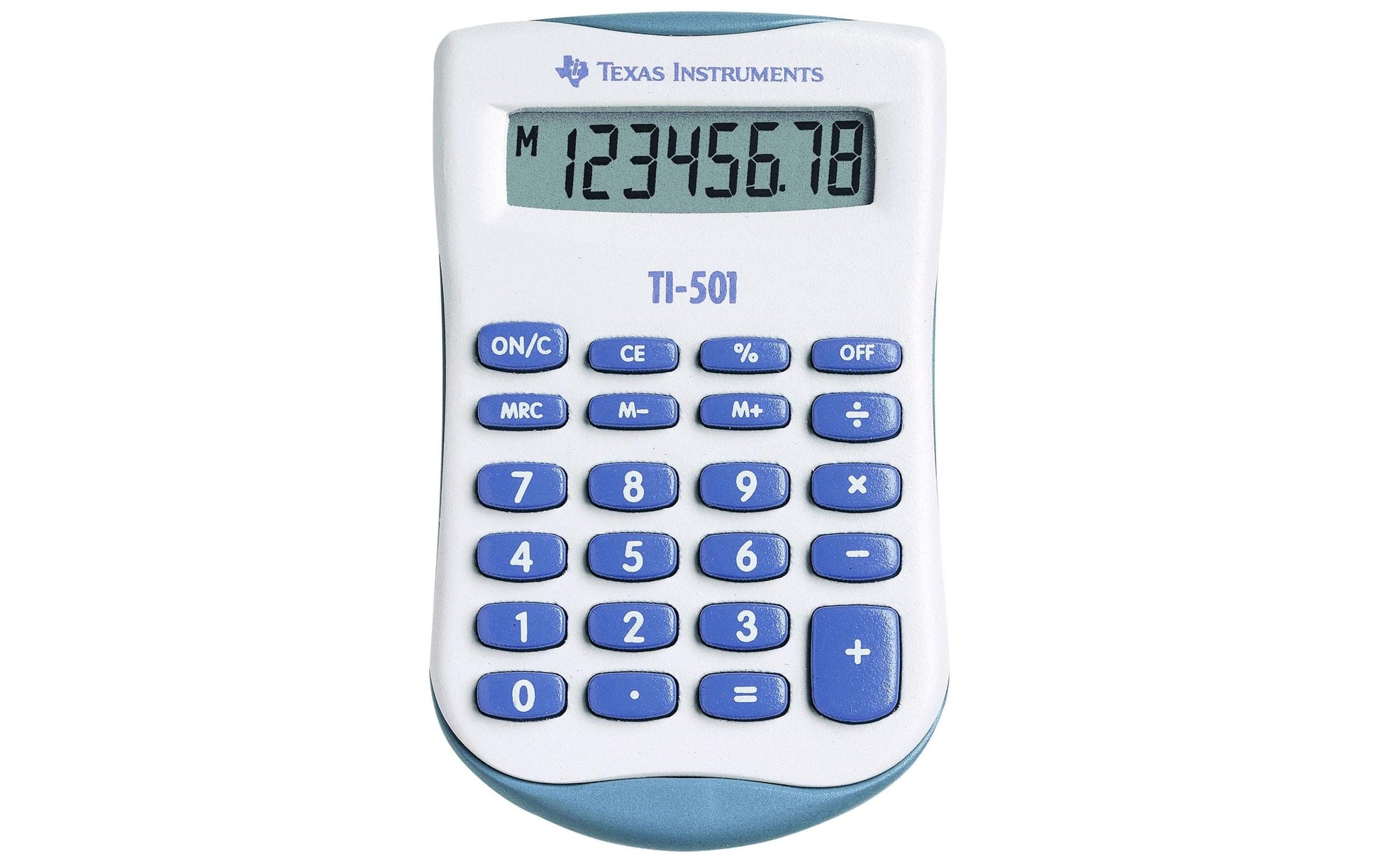 Texas Instruments Taschenrechner TI-501 – 8-stellig – Batteriebetrieben – Blau/Weiss