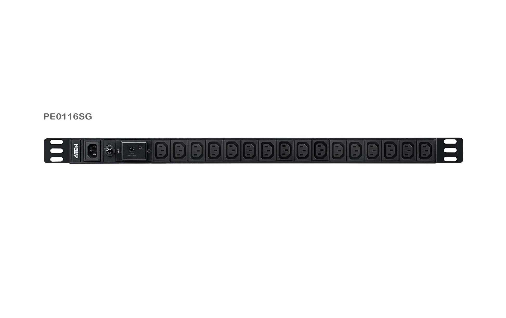 ATEN PE0116SG – Rack-PDU Basic, 16× IEC C13, 10 A, IEC C14 Stecker, 0U vertikal, mit Überspannungsschutz