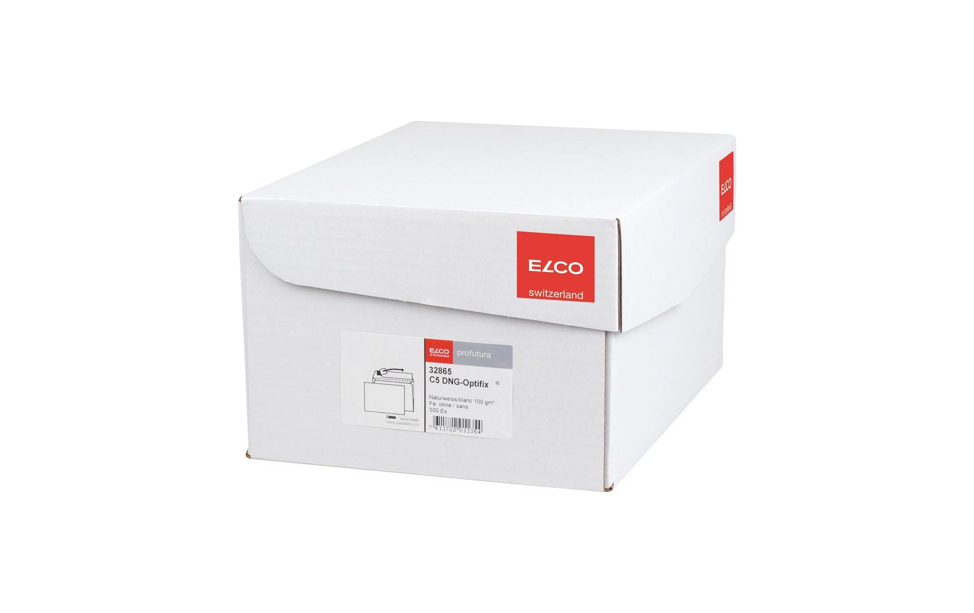 Elco Couvert C5 (229 × 162 mm), ohne Fenster, haftklebend (Optifix), naturweiss, 100 g/m² – 500 Stk.