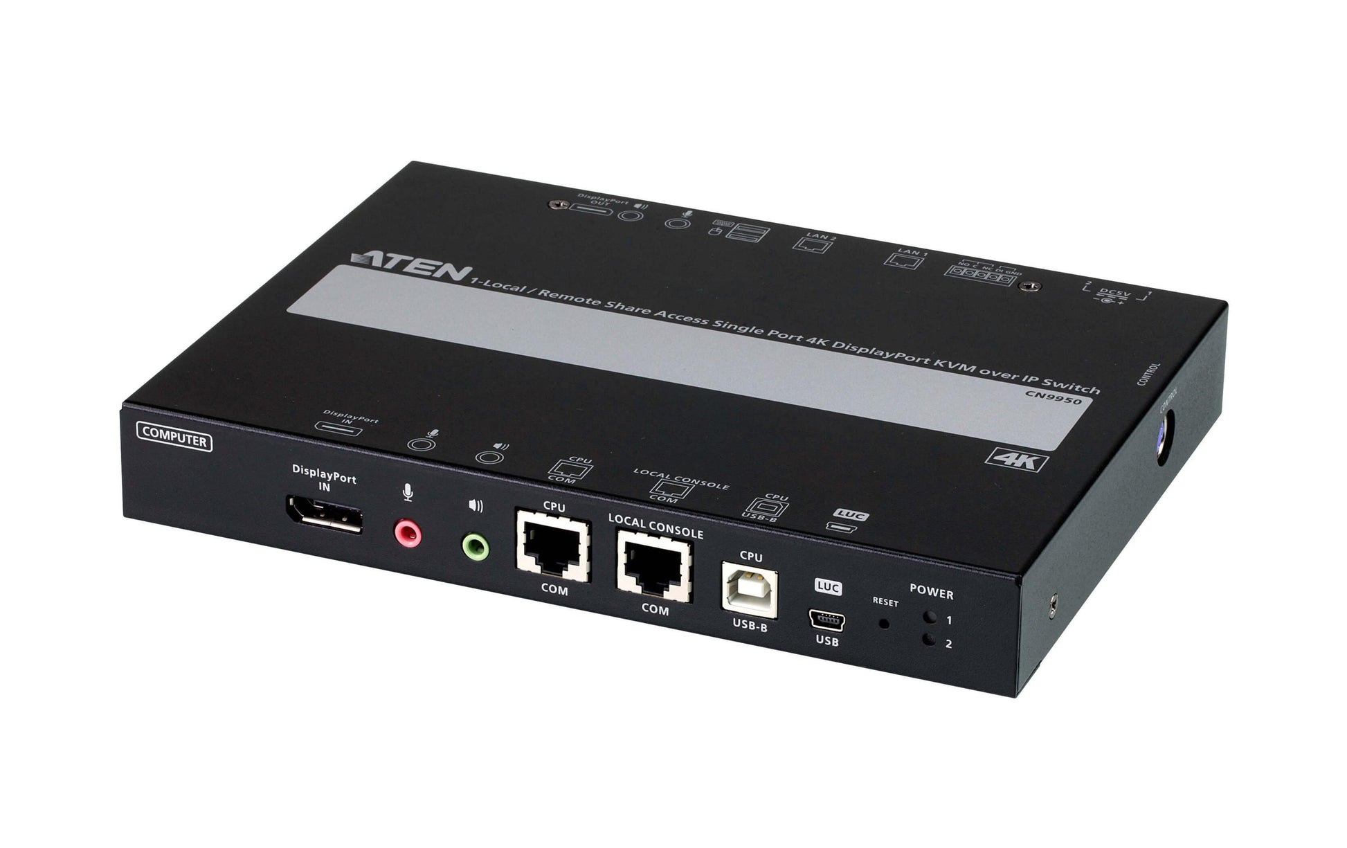ATEN CN9950 – KVM-Switch, DisplayPort/USB 2.0/RJ-45/3,5 mm Audio, 4K DCI (4096 × 2160), KVM über IP
