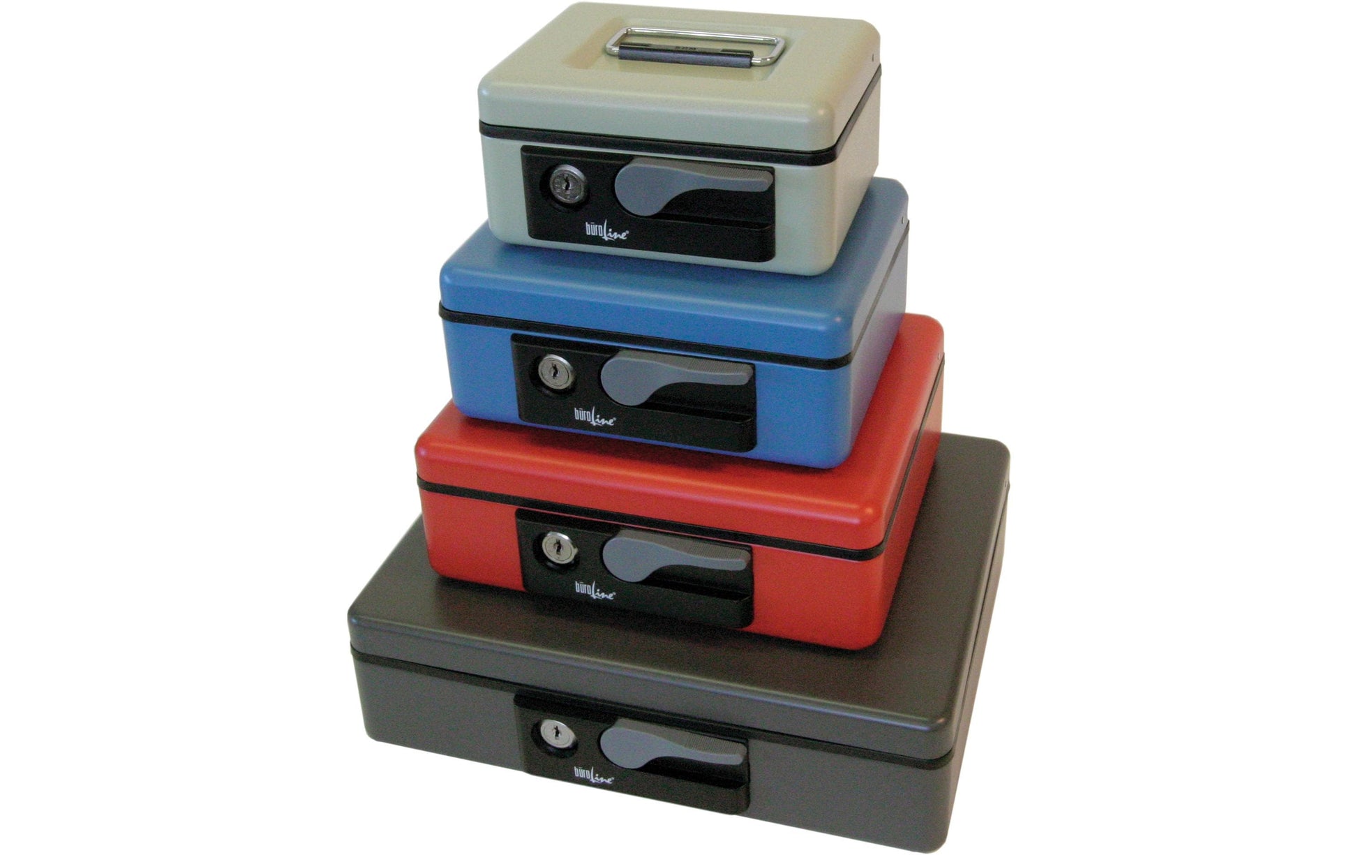 Buroline Geldkassette mit Tragegriff, 300 × 230 × 80 mm, grau