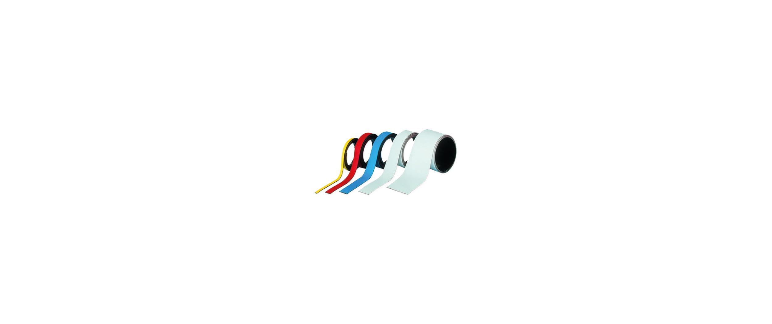 Magnetoplan Magnetband – magnetisch, PVC-beschichtet, trocken abwischbar – weiss – 20 mm × 1 m