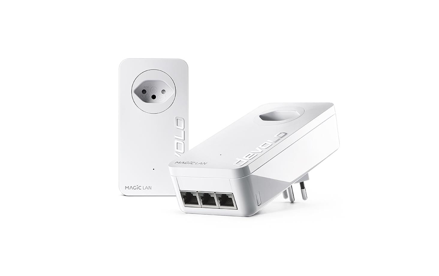 Devolo Magic 2 LAN – Powerline-Kit (2er-Set) – 2400 Mbit/s, 3× Gigabit-LAN + 1× Gigabit-LAN, Weiss