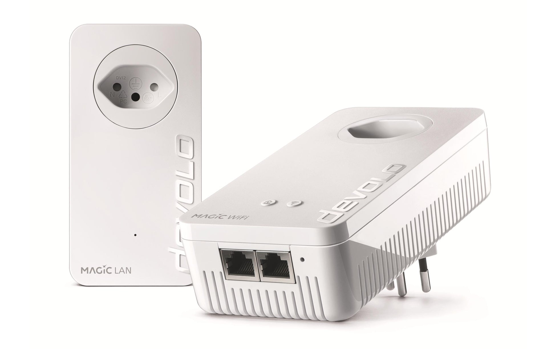 Devolo Magic 2 WiFi next Mesh-Set (2er) – Wi-Fi 5 (802.11ac), Dual-Band (2,4/5 GHz), bis 2,4 Gbit/s, 2×/1× Gig