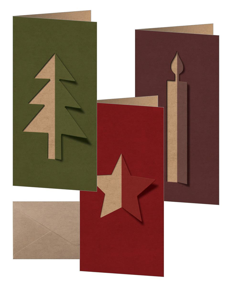 Sigel Weihnachtsgrusskarte (Ausgeschnitten) – 220 × 110 mm – mit Umschlägen, für Inkjet/Laser/Kopierer, 10er Pack