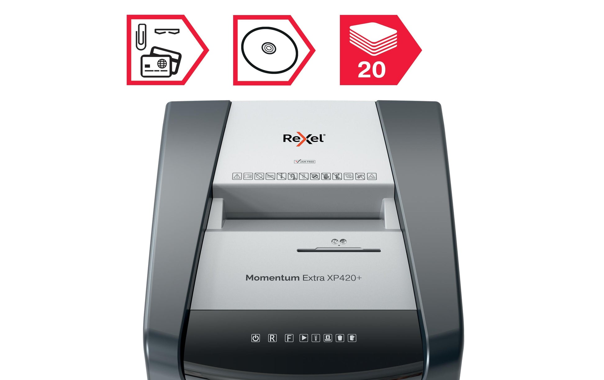 Rexel Momentum Extra XP420+ – Aktenvernichter, DIN P-4, Partikelschnitt 4 × 35 mm, 20 Blatt, 60 l, A4