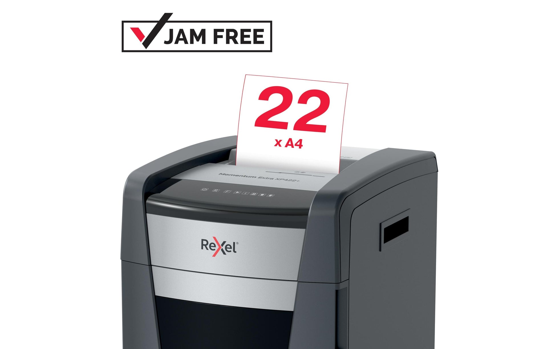 Rexel Momentum XP422+ – Aktenvernichter, DIN P-4, Partikelschnitt 4 × 35 mm, 22 Blatt, 85 l, A4