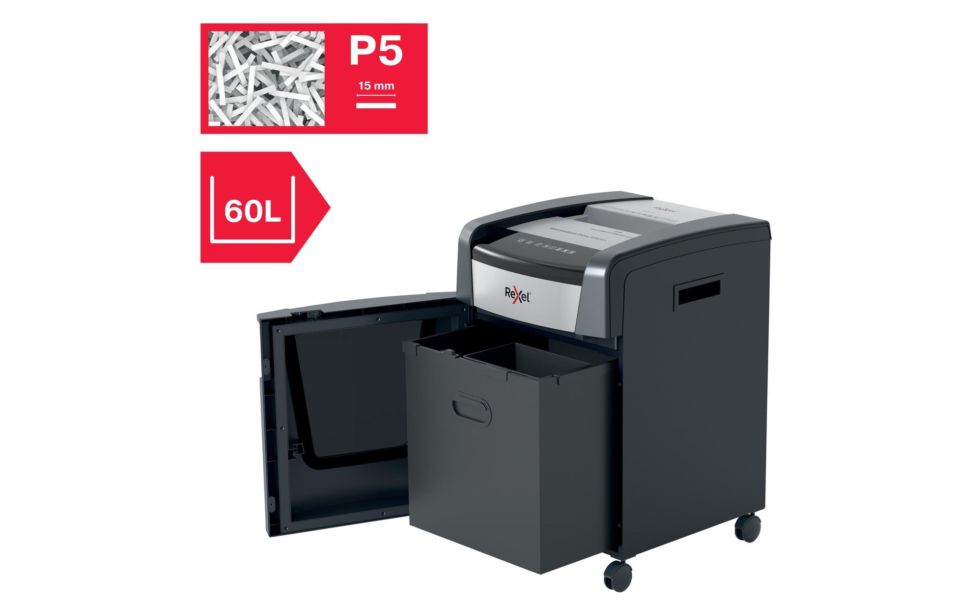 Rexel Momentum XP512+ – Aktenvernichter, DIN P-5, Mikroschnitt 2 × 15 mm, 12 Blatt, 45 l, A4