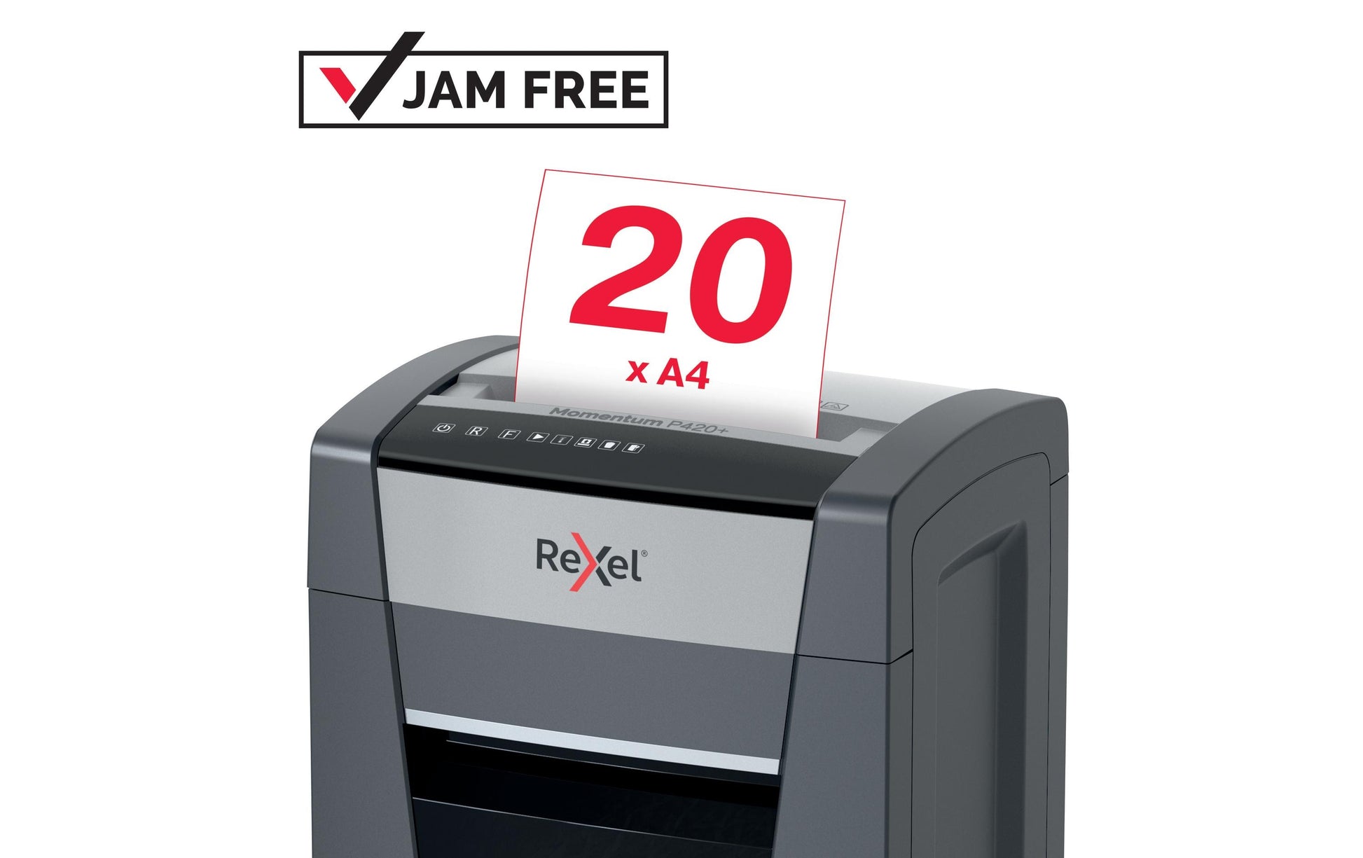 Rexel Momentum P420+ – Aktenvernichter, DIN P-4, Partikelschnitt 4 × 35 mm, 20 Blatt, 30 l, A4