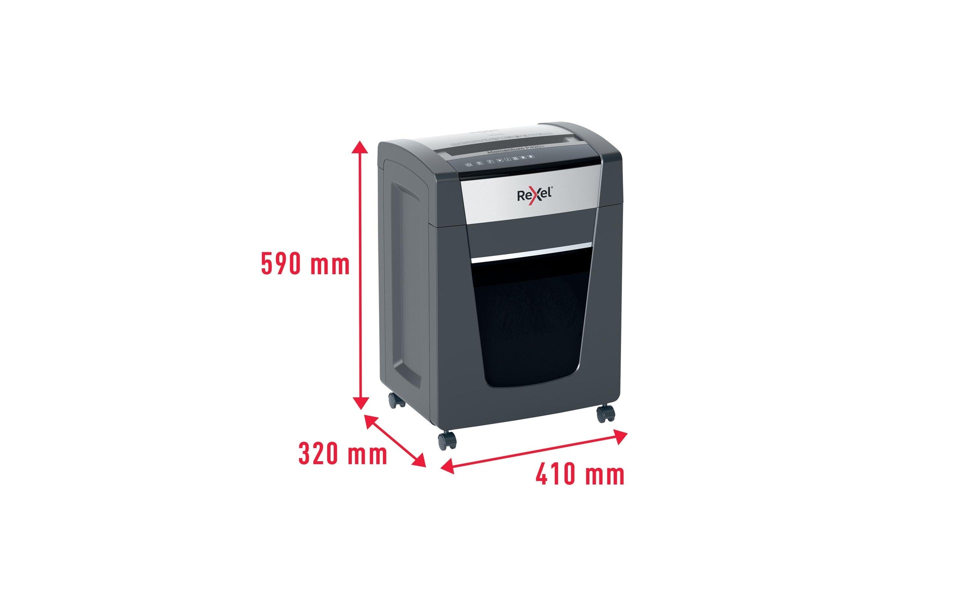 Rexel Momentum P420+ – Aktenvernichter, DIN P-4, Partikelschnitt 4 × 35 mm, 20 Blatt, 30 l, A4
