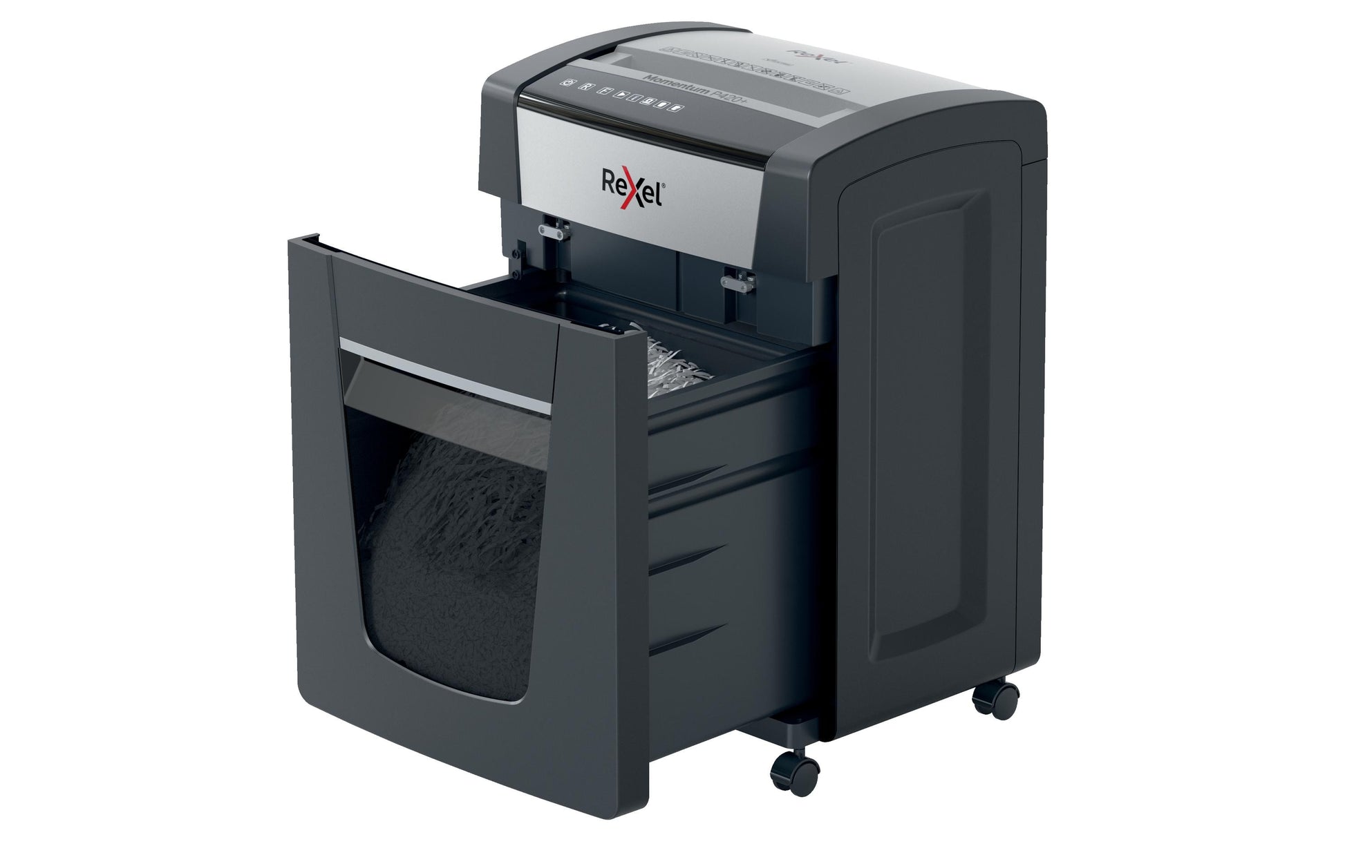 Rexel Momentum P420+ – Aktenvernichter, DIN P-4, Partikelschnitt 4 × 35 mm, 20 Blatt, 30 l, A4