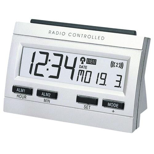 Technoline Digitalwecker – Funk, Schlummerfunktion, Thermometer, 10,2 × 6,9 × 4,8 cm, Silber