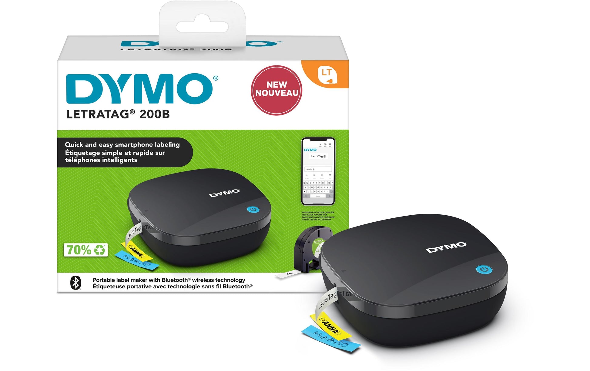 DYMO LetraTag LT 200B – Beschriftungsgerät, für LT-Bänder, Bluetooth