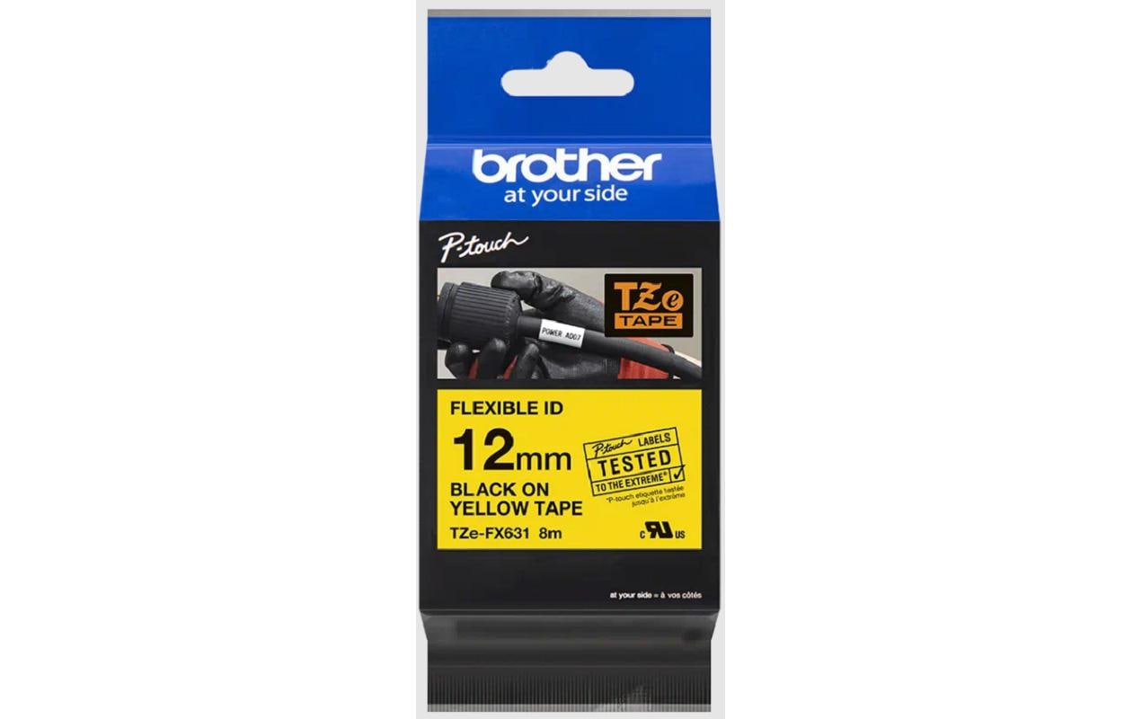Brother Schriftband – 12 mm × 8 m, gelb, schwarz, TZe