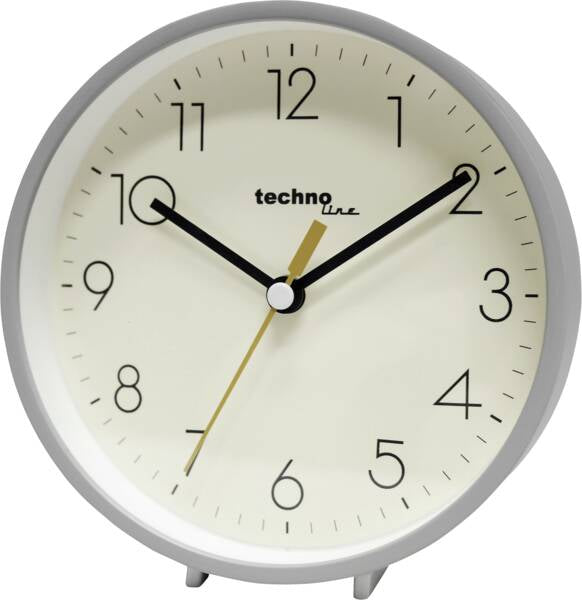 Technoline Quarz-Wecker – Analog, lautlos, Hintergrundbeleuchtung, 15,0 × 15,6 × 5,0 cm, Grau