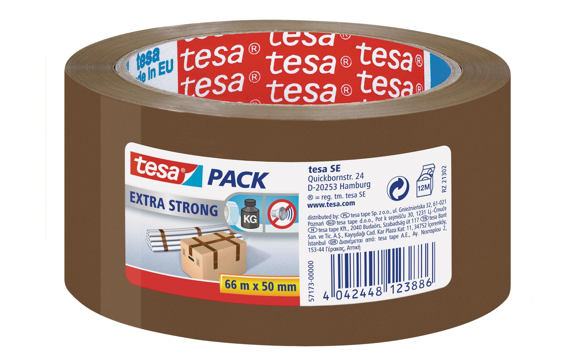 tesa Vinylband – 50 mm × 66 m, braun, stark