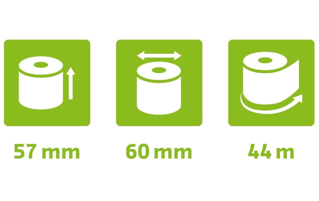 Exacompta Thermorolle 57×44 m×12 mm, 55 g/m², phenolfrei – 10 Rollen