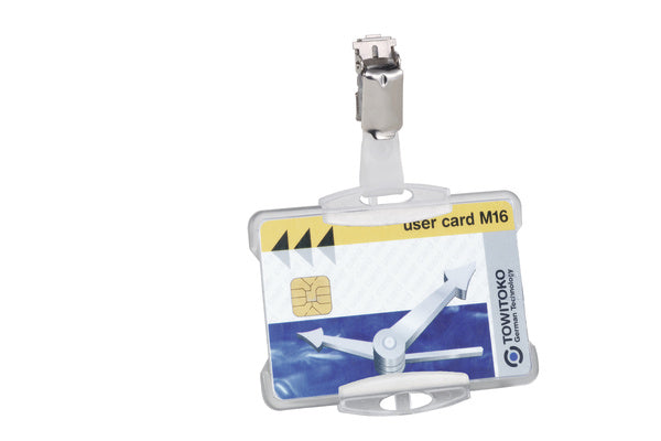 Durable Ausweishalter – 85 × 54 mm, Kunststoff, transparent, mit Clip – 25 Stück