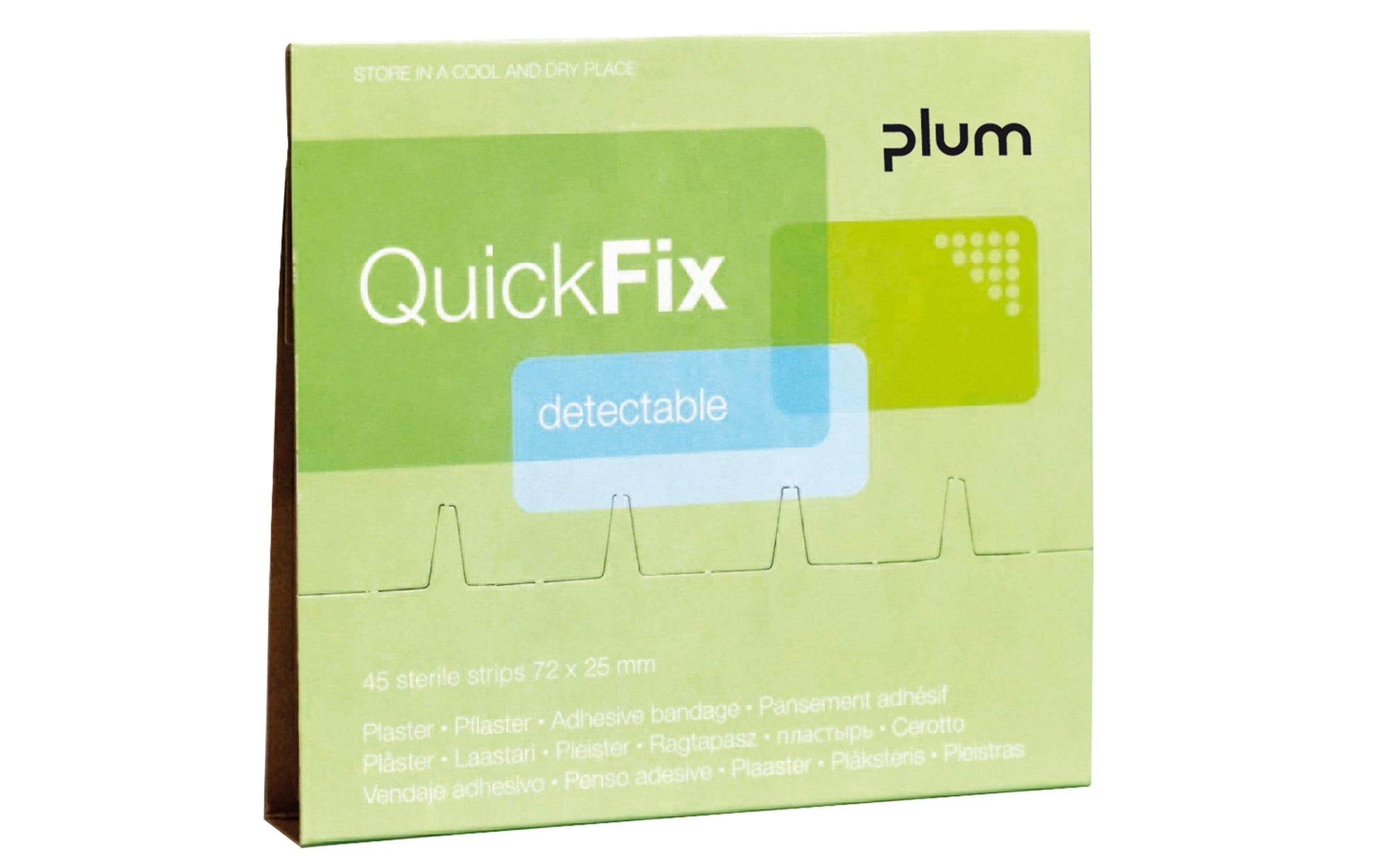 Plum Nachfüllpackung für erkennbare Pflaster – 45 Stück, für QuickFix Spender, 75 × 25 mm, Blau