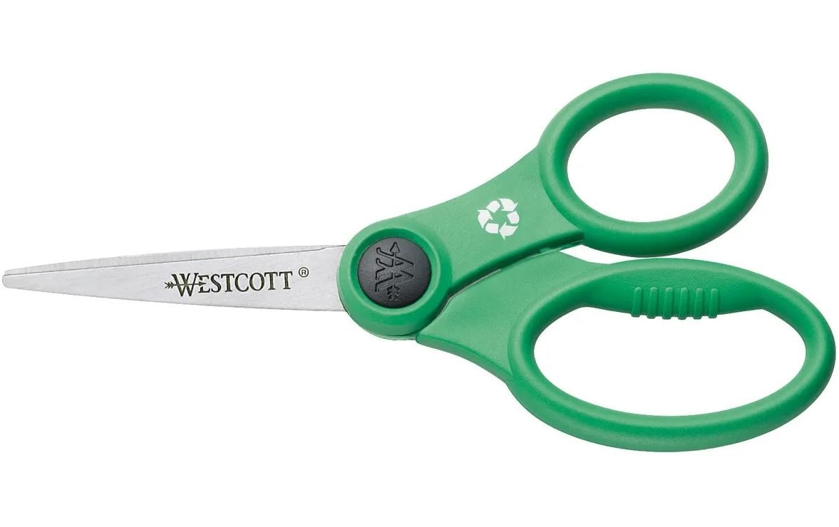 Westcott Schere 22,5 cm, für Rechtshänder – Edelstahl, Microban, Griff aus 70% Recycling-Kunststoff, Grün