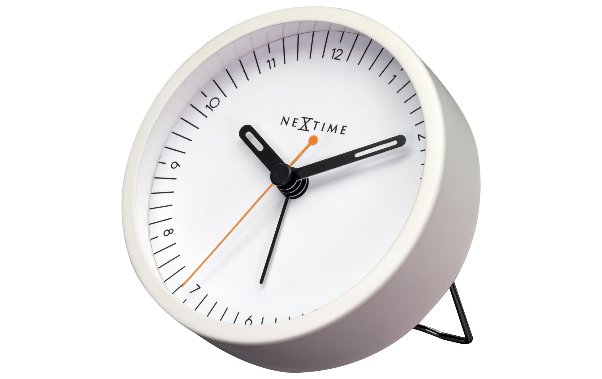 NeXtime Wecker Small – 9 × 9 × 7,5 cm, weiss, Metall, lautlos