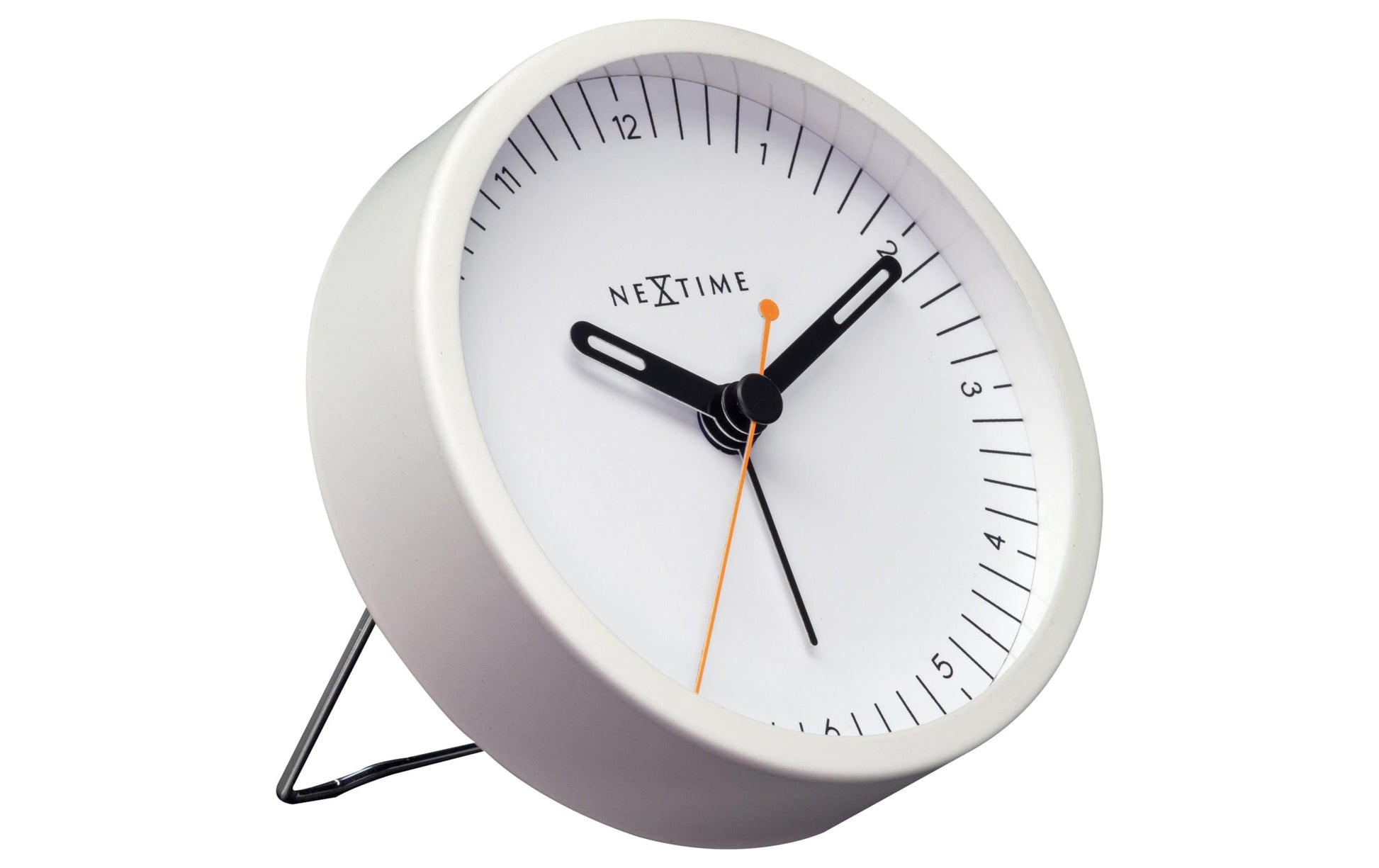 NeXtime Wecker Small – 9 × 9 × 7,5 cm, weiss, Metall, lautlos