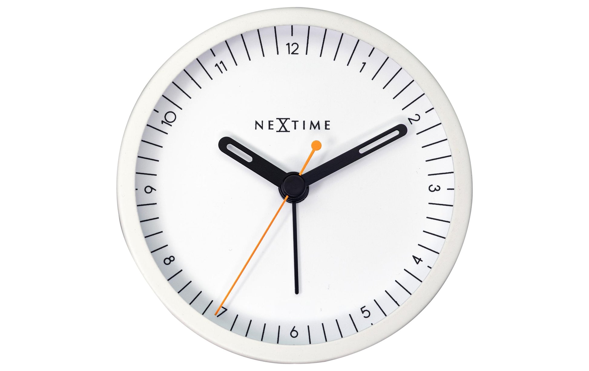 NeXtime Wecker Small – 9 × 9 × 7,5 cm, weiss, Metall, lautlos