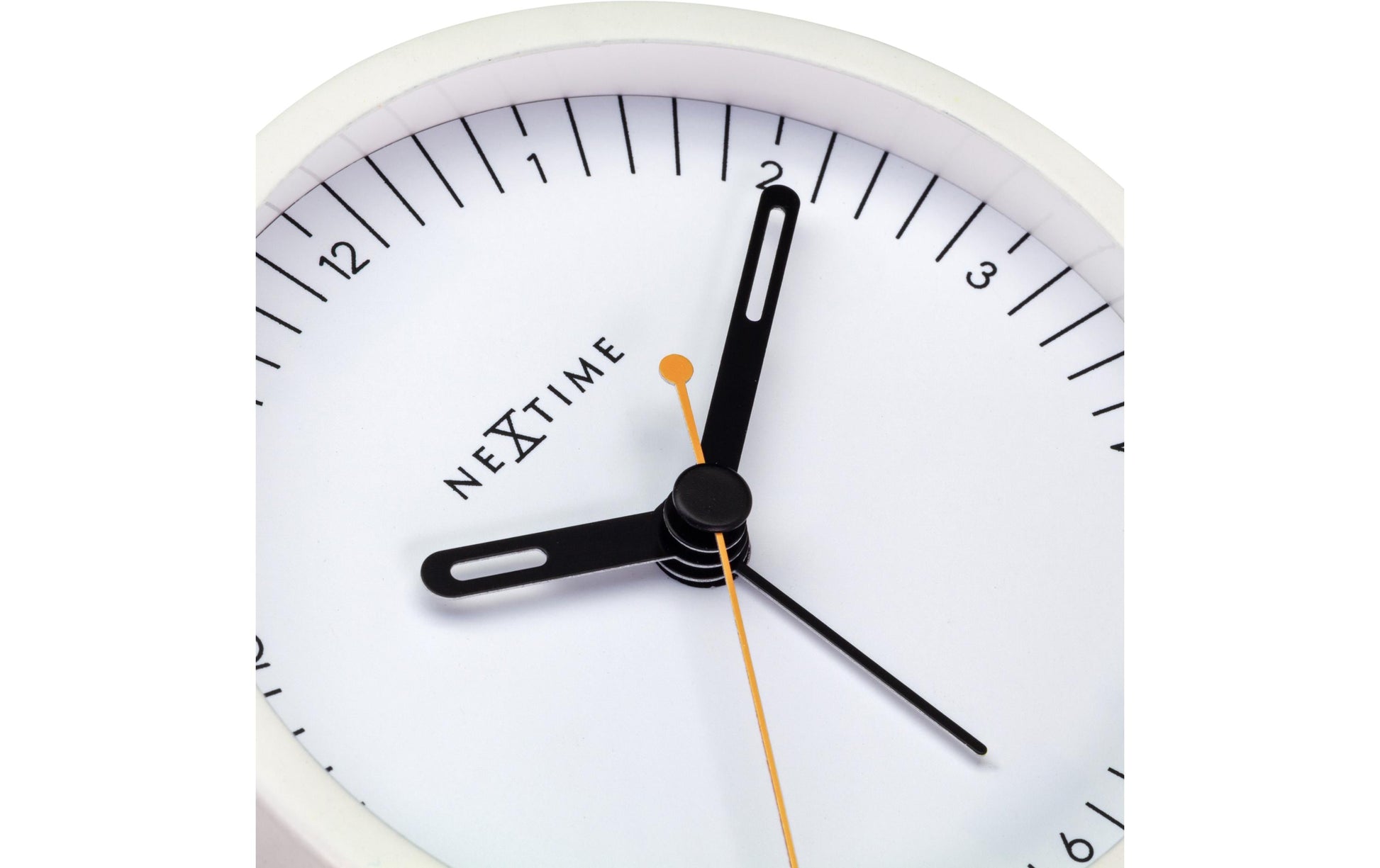 NeXtime Wecker Small – 9 × 9 × 7,5 cm, weiss, Metall, lautlos